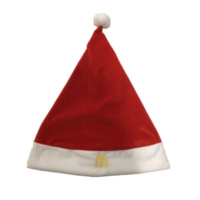 0.4Mの15.75in赤いビロード サンタおよびマクドナルドのロゴのホワイト クリスマスの帽子