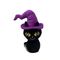 詰められたおもちゃを記録する紫色の帽子を持つ黒猫を話す20cmハロウィン