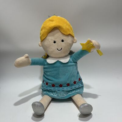 歌うクリスマスエンジェルぬいぐるみ、赤色LEDライト付き、音楽が鳴るインタラクティブホリデートイ
