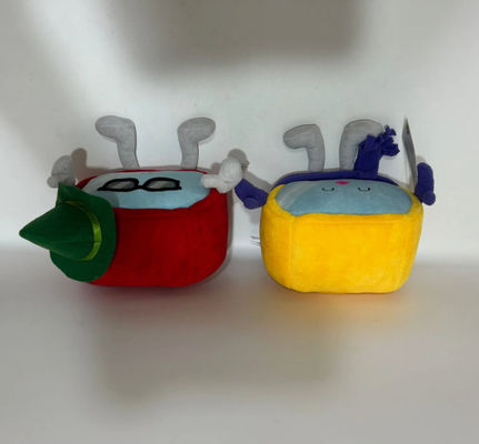 パーソナライズ可能な 14cm 赤と黄色のケーブルカー マスコット プルーシュ人形