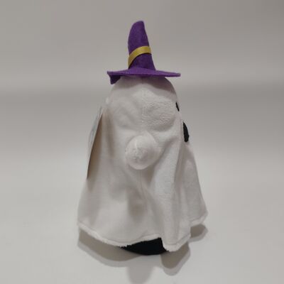 ハロウィーン ホワイト ゴースト 帽子 を 履き,バツ を 持っ て
