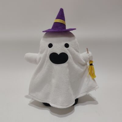 ハロウィーン ホワイト ゴースト 帽子 を 履き,バツ を 持っ て