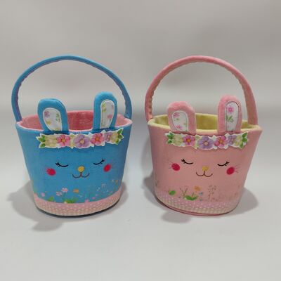 2色イースターウサギバスケット 柔らかいカラーフルなクリスマスプレゼントコレクション