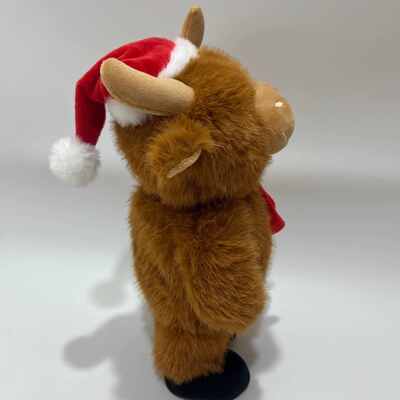 歌と踊り クリスマス ハイランド牛 プラスチックのおもちゃ ミュージカル アニメーション 詰め物 動物 クリスマス ハイランド牛人形
