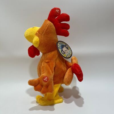 首を引っ張ると鳴き歌い踊る、黄色い長毛のニワトリぬいぐるみ、首を引っ張ると鳴き歌い踊る、面白いニワトリ人形、インタラクティブなストレス解消おもちゃ