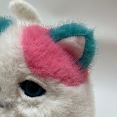 キラキラ鳴くふわふわ猫ぬいぐるみ かわいい鳴き声インタラクティブ子猫 ピンク ティール 長毛 ストレス解消コンパニオン