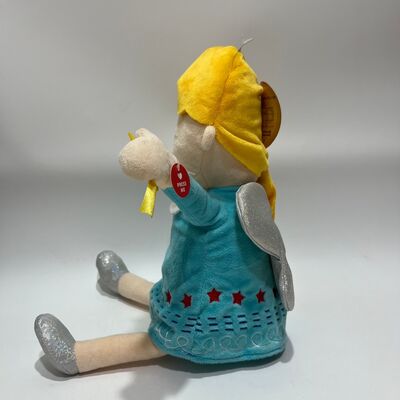 歌うクリスマスエンジェルぬいぐるみ、赤色LEDライト付き、音楽が鳴るインタラクティブホリデートイ
