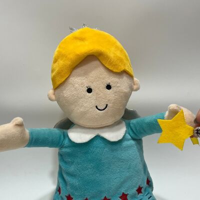歌うクリスマスエンジェルぬいぐるみ、赤色LEDライト付き、音楽が鳴るインタラクティブホリデートイ