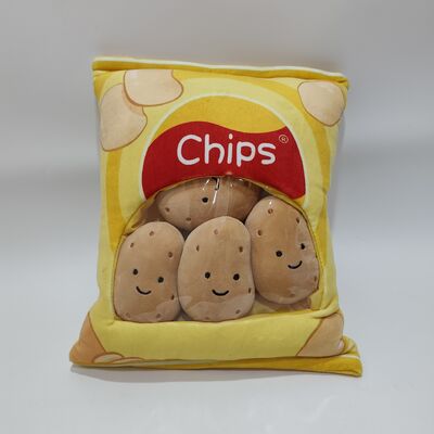 かわいいPVCポテトチップス枕、愛らしいポテトデザインのソフトぬいぐるみクッション