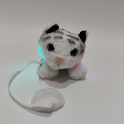 磁気ライトアップホワイトタイガーショルダーぬいぐるみ 光る機能付き