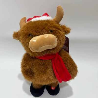 歌と踊り クリスマス ハイランド牛 プラスチックのおもちゃ ミュージカル アニメーション 詰め物 動物 クリスマス ハイランド牛人形